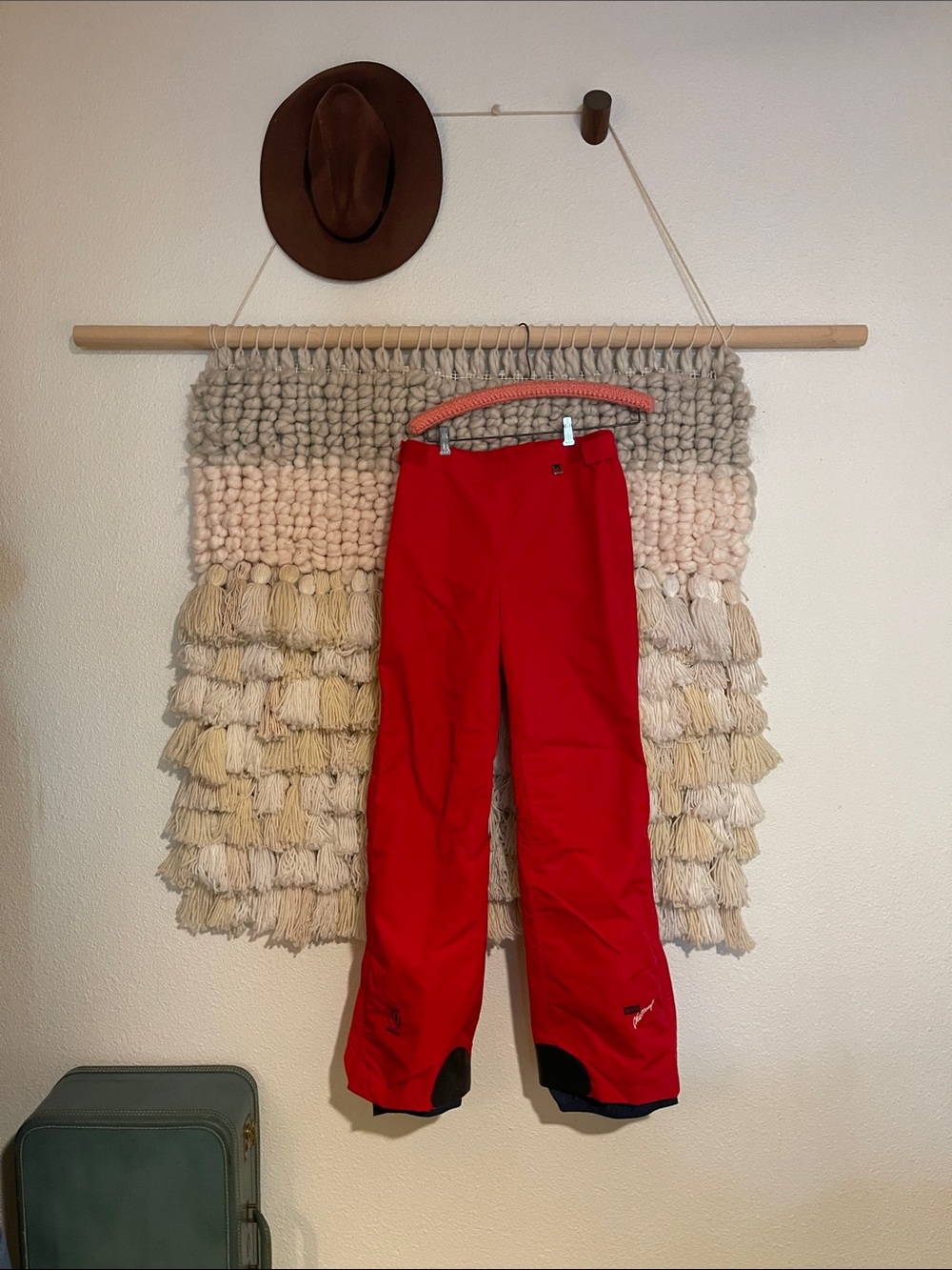 Vintage 1980s Red Zip Down Ski Pants Roffe Mens Medium Goretex